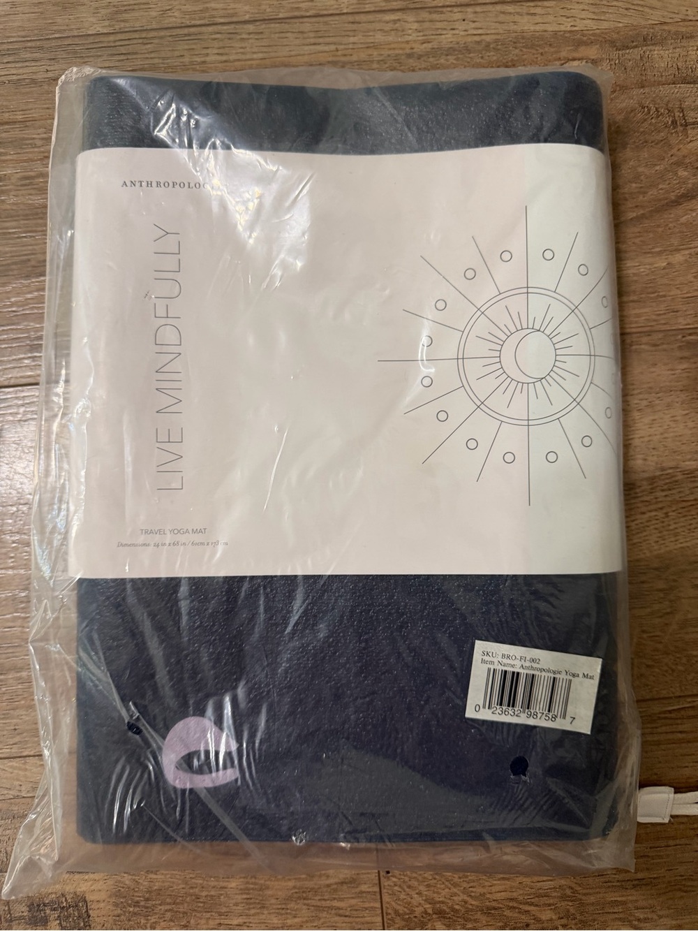 Anthropologie Live Mindfully Navy & Lavender Travel Yoga Mat